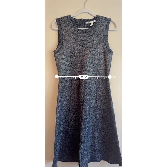 VERONICA BEARD FOLEY SLEEVELESS METALLIC FLARE MIDI DRESS sz M - Picture 5 of 11